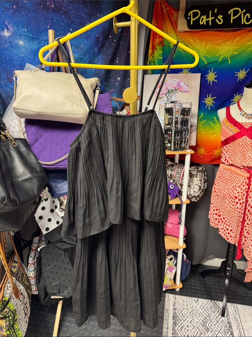 Black Pleated Tiered Romper